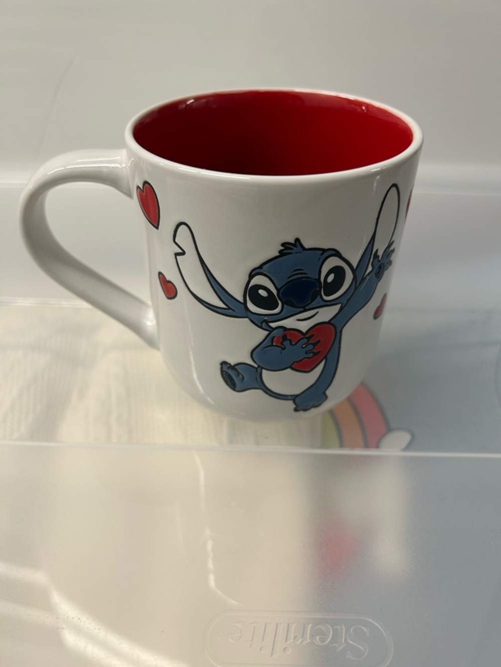 Disney White and Red Stitch Heart Ceramic Mug